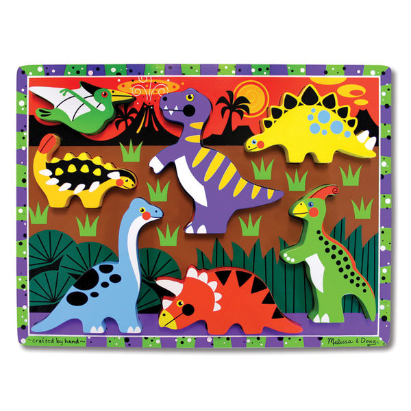 Melissa & Doug Dinosaurs Chunky Puzzle, 9in x 12in, 7 Pieces 3747